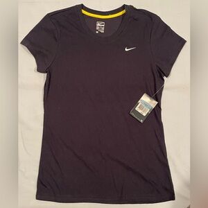 NWT Nike Women's Black Short Sleeve Crew Tee with Stitched Swoosh
